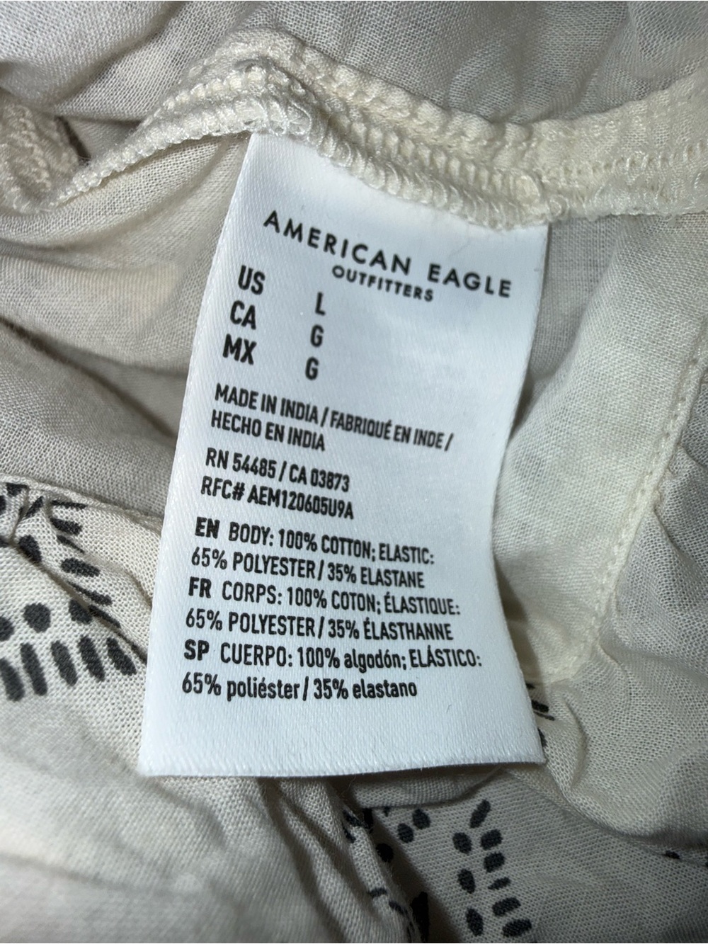 American Eagle Large Smocked Peplum Cami Top Boho Cottagecore Cream Black - Picture 7 of 8